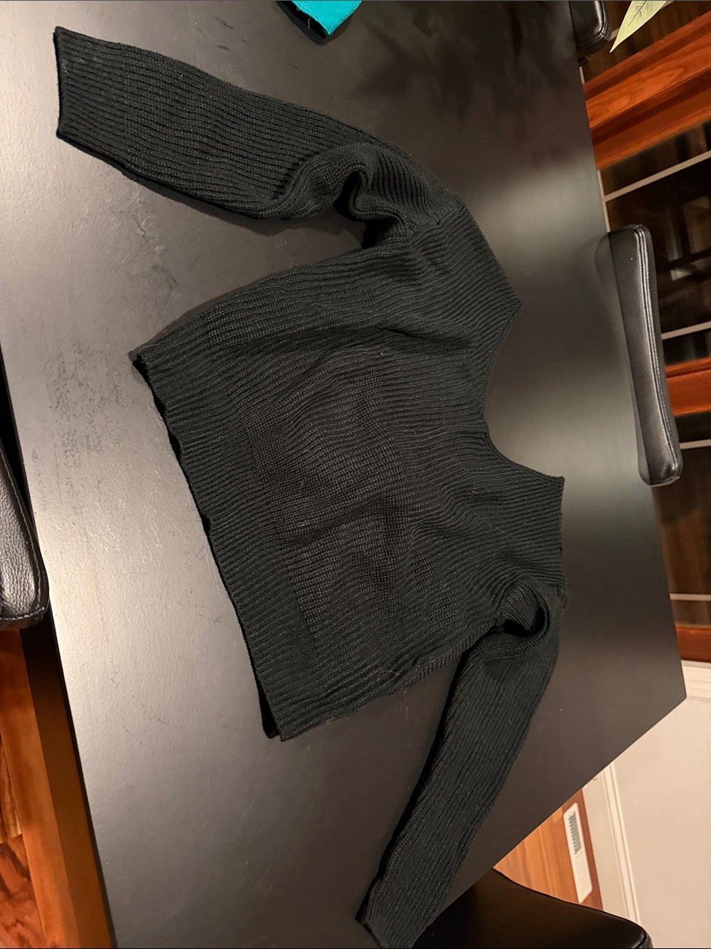 Black Ribbed Knit Crewneck Sweater